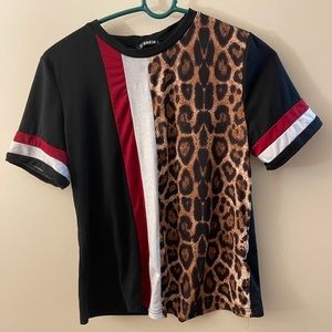 Shein leopard color block top